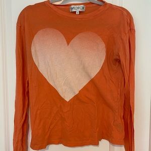 Wild fox orange tee with big heart!